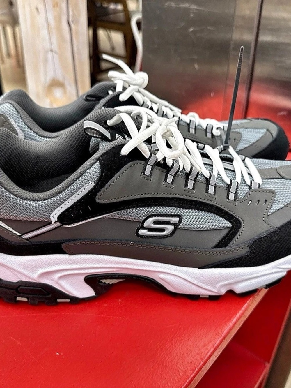 Skechers After Burn Memory Fit Training Shoe US 14 Wide EU 48.5 Black Gray new!